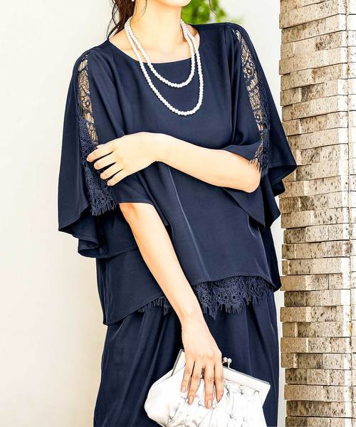 Fashion Letter(ファッションレター)の「フレア袖 結婚式パンツドレス(パンツドレス・レディース・ネイビー/ベージュ/ブラック/ブルー系その他・L/S/M/LL/3L/4L)」の12枚目の写真