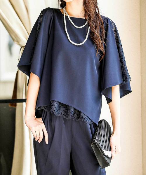 Fashion Letter(ファッションレター)の「フレア袖 結婚式パンツドレス(パンツドレス・レディース・ネイビー/ベージュ/ブラック/ブルー系その他・L/S/M/LL/3L/4L)」の10枚目の写真