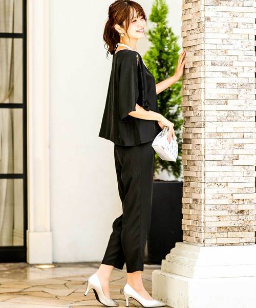 Fashion Letter(ファッションレター)の「フレア袖 結婚式パンツドレス(パンツドレス・レディース・ネイビー/ベージュ/ブラック/ブルー系その他・L/S/M/LL/3L/4L)」の8枚目の写真