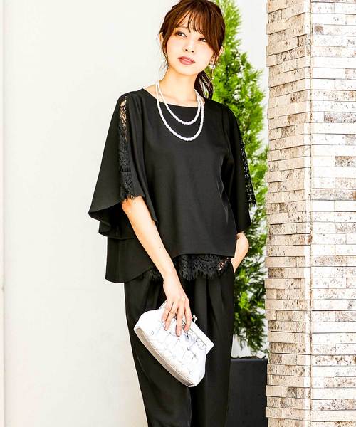 Fashion Letter(ファッションレター)の「フレア袖 結婚式パンツドレス(パンツドレス・レディース・ネイビー/ベージュ/ブラック/ブルー系その他・L/S/M/LL/3L/4L)」の5枚目の写真