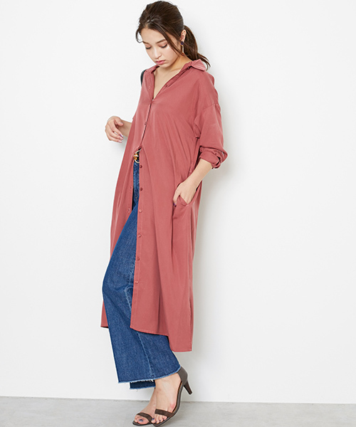 N.（N. Natural Beauty Basic）（エヌエヌナチュラルビューティーベーシック）の「シャツガウンワンピース（シャツワンピース・レディース・ネイビー/カーキ/レッド・MEDIUM）」の7枚目の写真