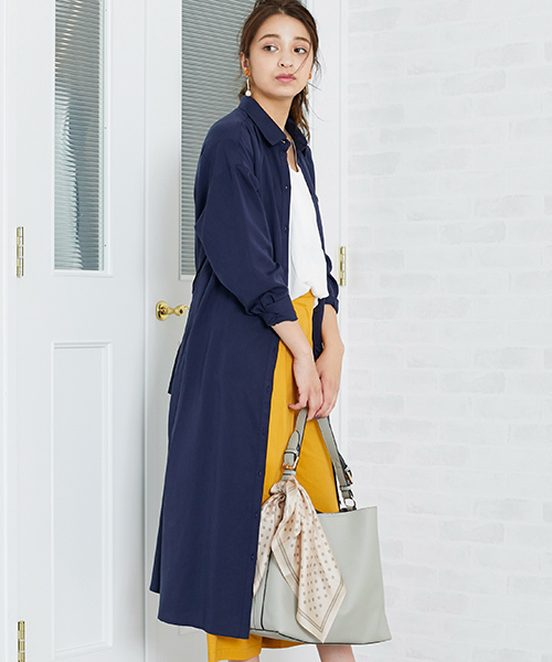 N.（N. Natural Beauty Basic）（エヌエヌナチュラルビューティーベーシック）の「シャツガウンワンピース（シャツワンピース・レディース・ネイビー/カーキ/レッド・MEDIUM）」の14枚目の写真