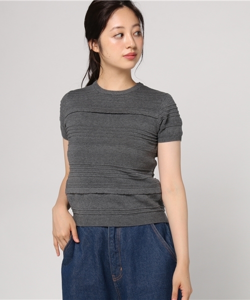 SLY（スライ）の「LITTLE WAVY LINE HG TOPS（ニット/セーター・レディース・トップグレー/ブラック/オレンジ・1/2）」の13枚目の写真