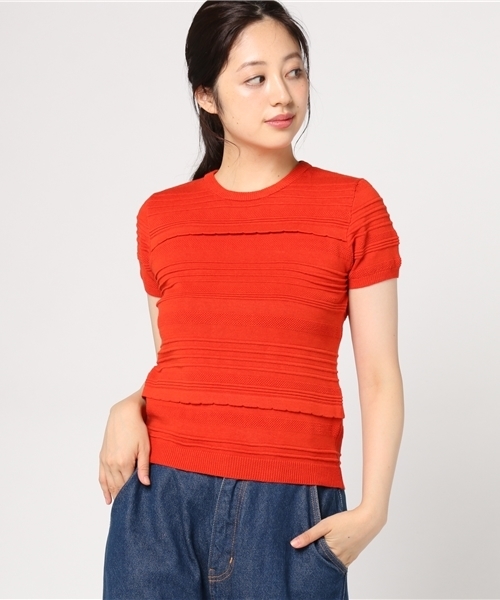 SLY（スライ）の「LITTLE WAVY LINE HG TOPS（ニット/セーター・レディース・トップグレー/ブラック/オレンジ・1/2）」の11枚目の写真