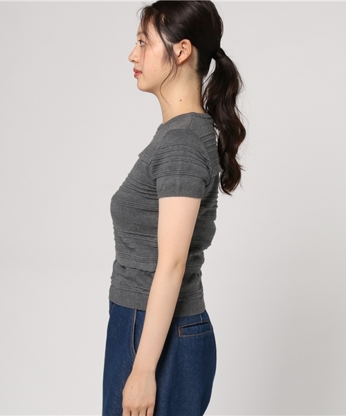 SLY（スライ）の「LITTLE WAVY LINE HG TOPS（ニット/セーター・レディース・トップグレー/ブラック/オレンジ・1/2）」の5枚目の写真