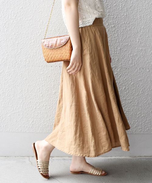 liflattie ships（リフラティ シップス）の「liflattie ships:リネンヘムスカート◇（スカート・レディース・ベージュ/バイオレット/オレンジ/グリーン・SMALL/MEDIUM）」の2枚目の写真