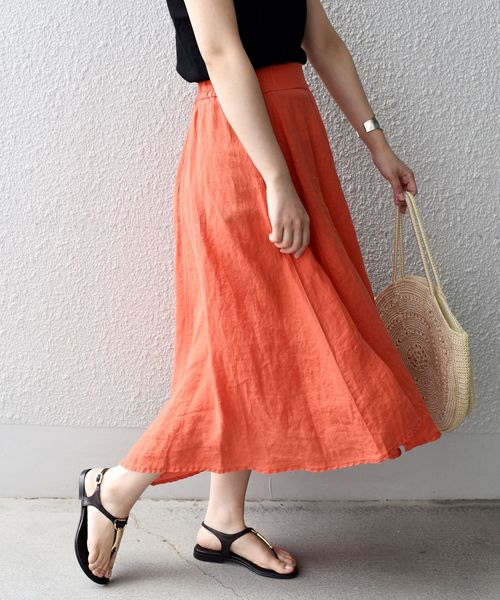 liflattie ships（リフラティ シップス）の「liflattie ships:リネンヘムスカート◇（スカート・レディース・ベージュ/バイオレット/オレンジ/グリーン・SMALL/MEDIUM）」の13枚目の写真