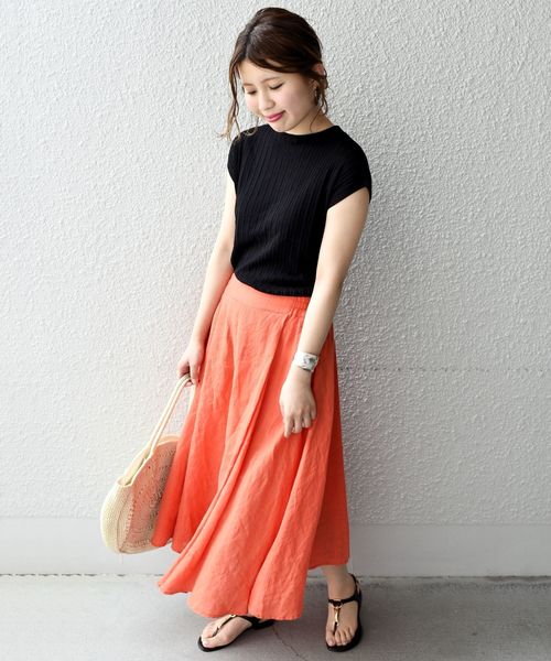 liflattie ships（リフラティ シップス）の「liflattie ships:リネンヘムスカート◇（スカート・レディース・ベージュ/バイオレット/オレンジ/グリーン・SMALL/MEDIUM）」の5枚目の写真