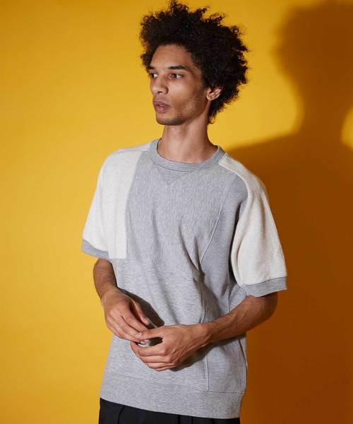 UNITED TOKYO(ユナイテッドトウキョウ)の「パッチワークスウェットTEE(Tシャツ/カットソー・メンズ・ブラック/グレー・1/2/3)」の2枚目の写真
