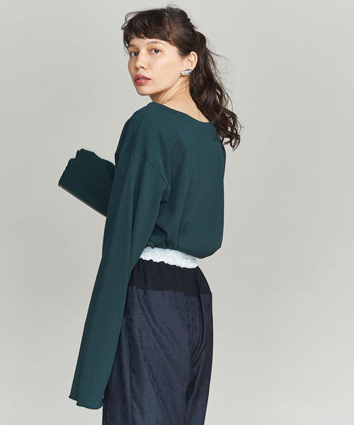 BEAUTY&YOUTH UNITED ARROWS（ビューティーアンドユースユナイテッドアローズ）の「BY コットンルーズスリーブクルーネックカットソー ◆（Tシャツ/カットソー・レディース・ホワイト/ダークグリーン/ベージュ・FREE）」の3枚目の写真