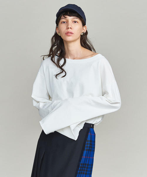 BEAUTY&YOUTH UNITED ARROWS（ビューティーアンドユースユナイテッドアローズ）の「BY コットンルーズスリーブクルーネックカットソー ◆（Tシャツ/カットソー・レディース・ホワイト/ダークグリーン/ベージュ・FREE）」の16枚目の写真