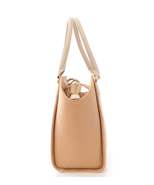 Luz Llena（ラズレナ）の「異素材仕立て・スクエアトートバッグ（トートバッグ・レディース・ベージュ・ﾌﾘ-）」の2枚目の写真