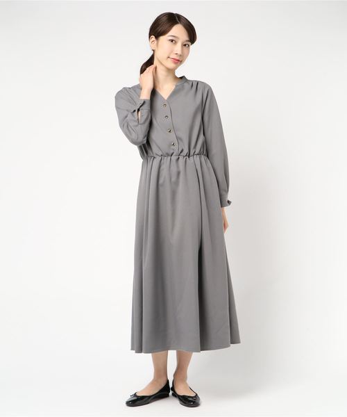 Doux archives（ドゥアルシーヴ）の「ツイル長袖ワンピース（ワンピース・レディース・ベージュ/グレー/グリーン・FREE）」の7枚目の写真