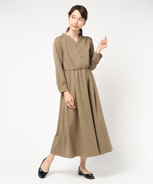 Doux archives（ドゥアルシーヴ）の「ツイル長袖ワンピース（ワンピース・レディース・ベージュ/グレー/グリーン・FREE）」の8枚目の写真