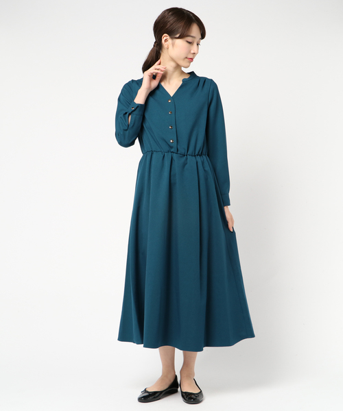 Doux archives（ドゥアルシーヴ）の「ツイル長袖ワンピース（ワンピース・レディース・ベージュ/グレー/グリーン・FREE）」の14枚目の写真