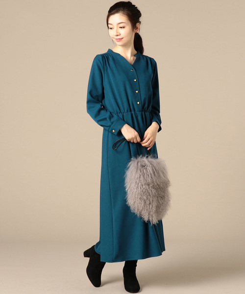 Doux archives（ドゥアルシーヴ）の「ツイル長袖ワンピース（ワンピース・レディース・ベージュ/グレー/グリーン・FREE）」の9枚目の写真