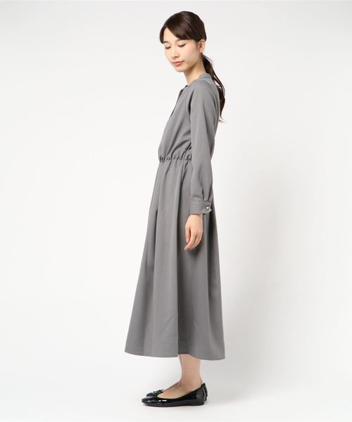 Doux archives（ドゥアルシーヴ）の「ツイル長袖ワンピース（ワンピース・レディース・ベージュ/グレー/グリーン・FREE）」の5枚目の写真
