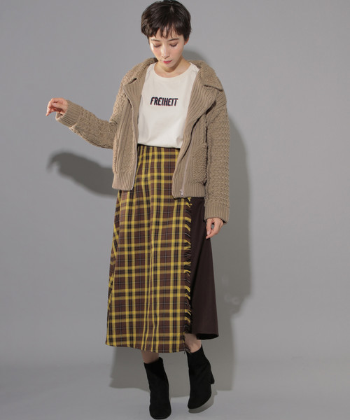 PAGEBOY（ページボーイ）の「ケーブルライダース（ライダースジャケット・レディース・ブラウン/オフホワイト・FREE）」の7枚目の写真