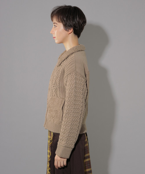 PAGEBOY（ページボーイ）の「ケーブルライダース（ライダースジャケット・レディース・ブラウン/オフホワイト・FREE）」の9枚目の写真