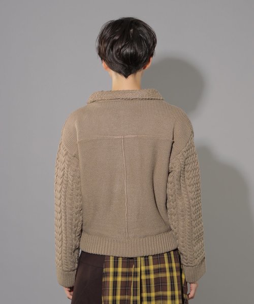 PAGEBOY（ページボーイ）の「ケーブルライダース（ライダースジャケット・レディース・ブラウン/オフホワイト・FREE）」の10枚目の写真