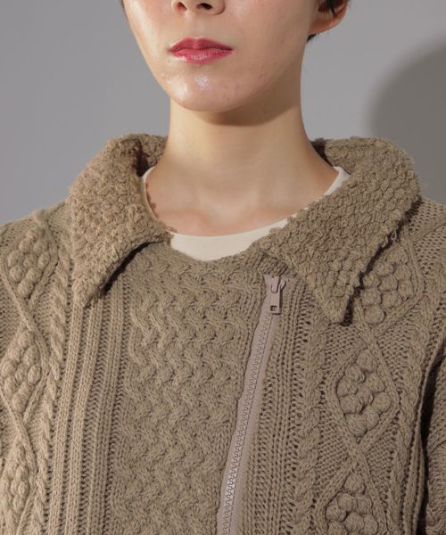 PAGEBOY（ページボーイ）の「ケーブルライダース（ライダースジャケット・レディース・ブラウン/オフホワイト・FREE）」の11枚目の写真