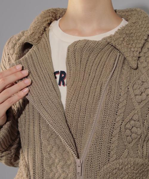 PAGEBOY（ページボーイ）の「ケーブルライダース（ライダースジャケット・レディース・ブラウン/オフホワイト・FREE）」の12枚目の写真