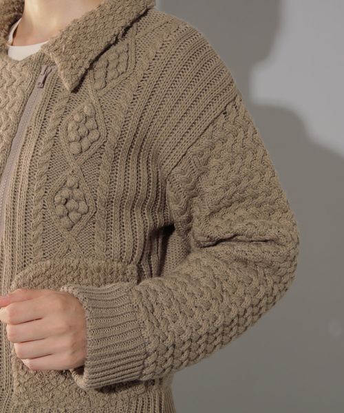 PAGEBOY（ページボーイ）の「ケーブルライダース（ライダースジャケット・レディース・ブラウン/オフホワイト・FREE）」の14枚目の写真