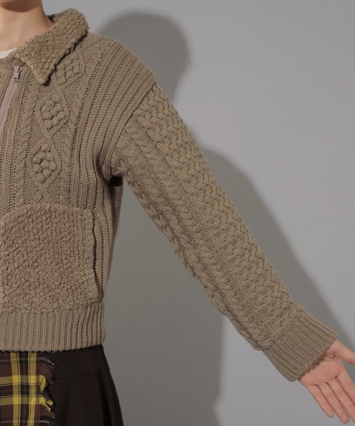 PAGEBOY（ページボーイ）の「ケーブルライダース（ライダースジャケット・レディース・ブラウン/オフホワイト・FREE）」の15枚目の写真