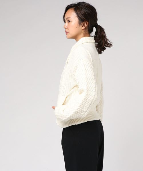 PAGEBOY（ページボーイ）の「ケーブルライダース（ライダースジャケット・レディース・ブラウン/オフホワイト・FREE）」の3枚目の写真