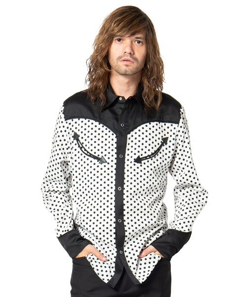 ★美品★定価2,2万★glamb★グラム★ドット ウエスタンシャツ★1★ホワイト glamb（グラム）の「Dot western SH / ドットウエスタンシャツ（シャツ