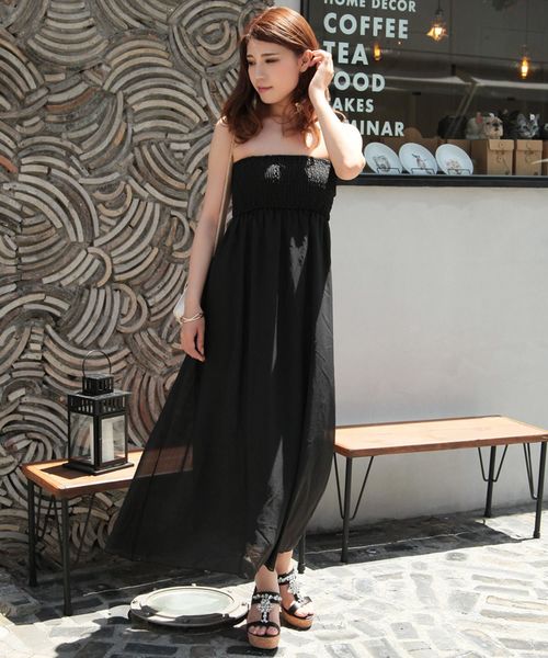 柄 無地シフォンベアマキシワンピース ワンピース Julia ワンピース セール ワンピース Boutique ジュリアブティック のファッション