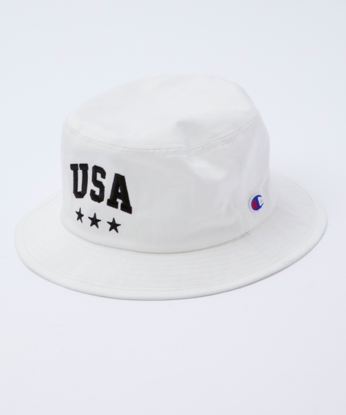 MONKEY TIME(モンキータイム)の「<MT×Champion>∴ BUCKET HAT/ハット(ハット・メンズ・ホワイト/ブラック・フリ-)」の4枚目の写真