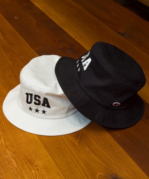 MONKEY TIME(モンキータイム)の「<MT×Champion>∴ BUCKET HAT/ハット(ハット・メンズ・ホワイト/ブラック・フリ-)」の3枚目の写真