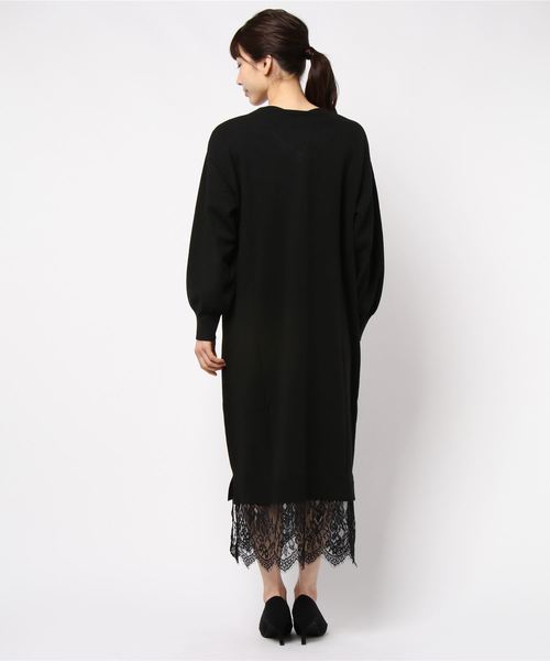 GeeRA（ジーラ）の「裾レースニットワンピース（ワンピース・レディース・ブラック/ボルドー/杢グレー・MEDIUM/LARGE/X-LARGE）」の5枚目の写真