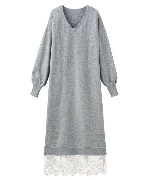 GeeRA（ジーラ）の「裾レースニットワンピース（ワンピース・レディース・ブラック/ボルドー/杢グレー・MEDIUM/LARGE/X-LARGE）」の10枚目の写真