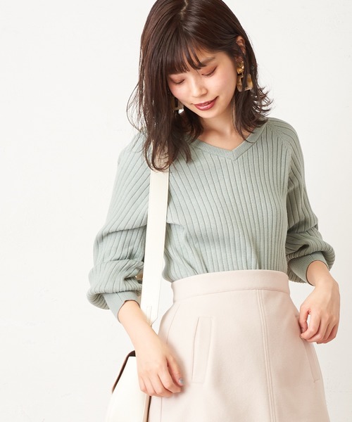 Natural ニット セーター トップスcouture ナチュラルクチュール のファッション 前後2way太リブゆるニット ニット セーター Natural