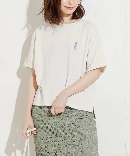 natural couture（ナチュラルクチュール）の「女の子の1日刺繍Tシャツ（Tシャツ/カットソー・レディース・オフホワイト/ミント/ナチュラル/スミクロ・FREE）」の15枚目の写真