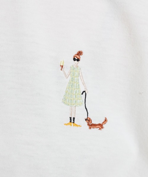 natural couture（ナチュラルクチュール）の「女の子の1日刺繍Tシャツ（Tシャツ/カットソー・レディース・オフホワイト/ミント/ナチュラル/スミクロ・FREE）」の8枚目の写真