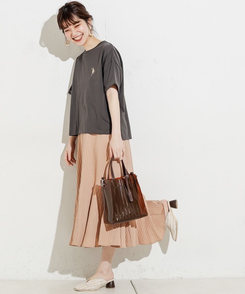 natural couture（ナチュラルクチュール）の「女の子の1日刺繍Tシャツ（Tシャツ/カットソー・レディース・オフホワイト/ミント/ナチュラル/スミクロ・FREE）」の9枚目の写真