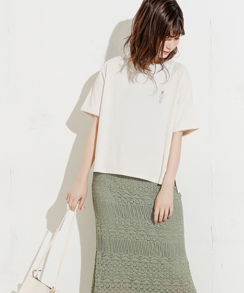 natural couture（ナチュラルクチュール）の「女の子の1日刺繍Tシャツ（Tシャツ/カットソー・レディース・オフホワイト/ミント/ナチュラル/スミクロ・FREE）」の14枚目の写真