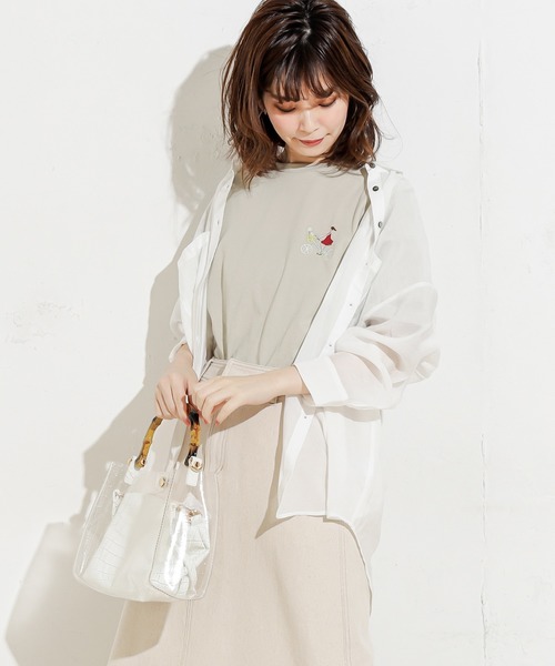 natural couture（ナチュラルクチュール）の「女の子の1日刺繍Tシャツ（Tシャツ/カットソー・レディース・オフホワイト/ミント/ナチュラル/スミクロ・FREE）」の19枚目の写真