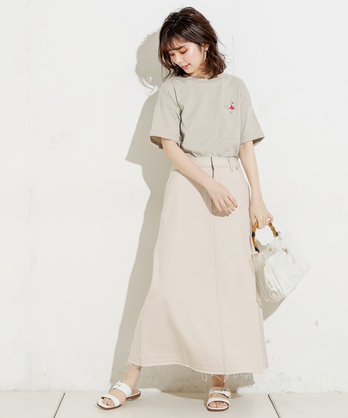 natural couture（ナチュラルクチュール）の「女の子の1日刺繍Tシャツ（Tシャツ/カットソー・レディース・オフホワイト/ミント/ナチュラル/スミクロ・FREE）」の17枚目の写真