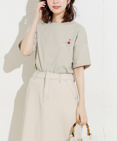 natural couture（ナチュラルクチュール）の「女の子の1日刺繍Tシャツ（Tシャツ/カットソー・レディース・オフホワイト/ミント/ナチュラル/スミクロ・FREE）」の18枚目の写真