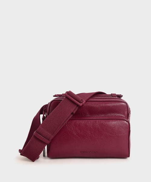 CHARLES & KEITH（チャールズ & キース）の「ダブルジップバッグ / Double Zip Bag（ショルダーバッグ・レディース・レッド系その他/ブラック/ホワイト/ブルー系その他3・S）」の2枚目の写真