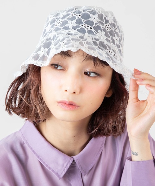 WEGO（ウィゴー）の「WEGO/レースバケットハット（ハット・レディース・ホワイト系その他/ホワイト/ブラック・FREE）」の8枚目の写真