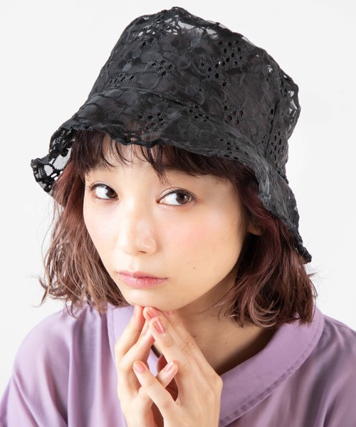 WEGO（ウィゴー）の「WEGO/レースバケットハット（ハット・レディース・ホワイト系その他/ホワイト/ブラック・FREE）」の9枚目の写真