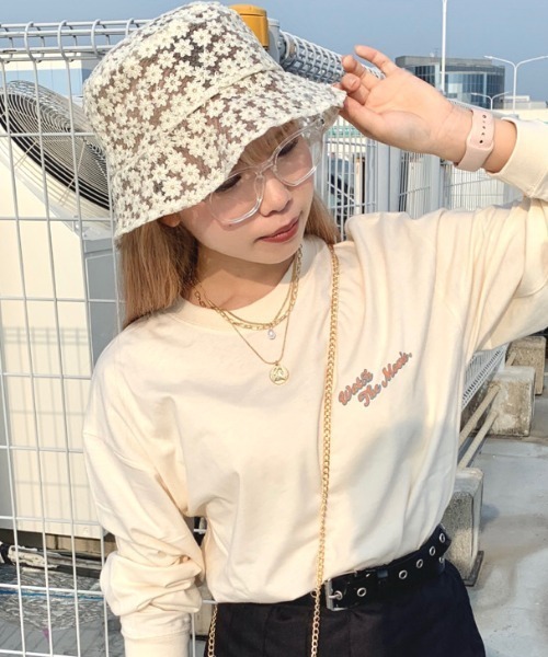 WEGO（ウィゴー）の「WEGO/レースバケットハット（ハット・レディース・ホワイト系その他/ホワイト/ブラック・FREE）」の4枚目の写真