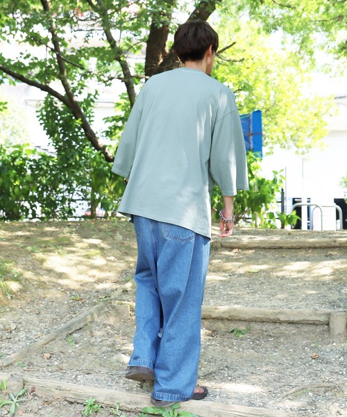 PairPair（ペアペア）の「ポケット付きビッグＴ(ユニセックス)（Tシャツ/カットソー・メンズ・オフホワイト/サックスブルー/スミクロ/レンガ/モカ・FREE）」の10枚目の写真