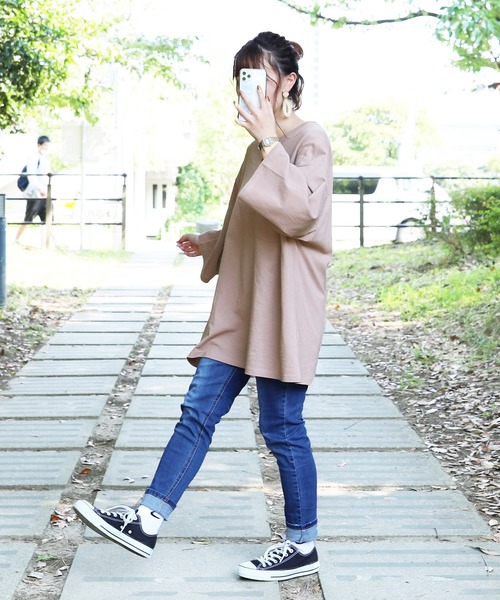 PairPair（ペアペア）の「ポケット付きビッグＴ(ユニセックス)（Tシャツ/カットソー・メンズ・オフホワイト/サックスブルー/スミクロ/レンガ/モカ・FREE）」の12枚目の写真