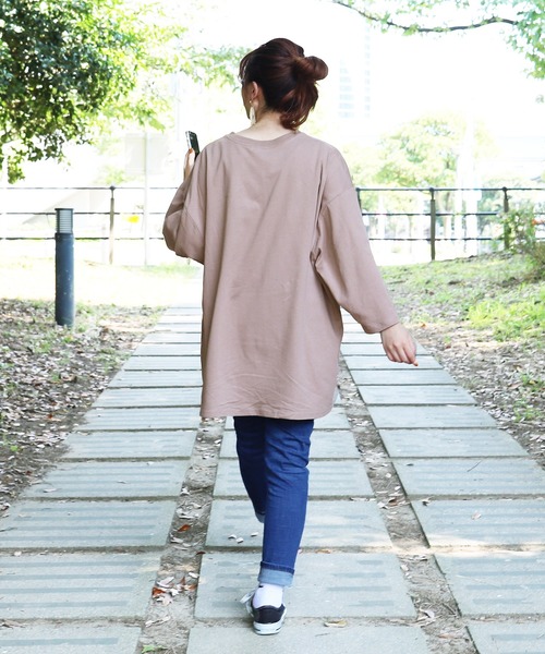 PairPair（ペアペア）の「ポケット付きビッグＴ(ユニセックス)（Tシャツ/カットソー・メンズ・オフホワイト/サックスブルー/スミクロ/レンガ/モカ・FREE）」の13枚目の写真